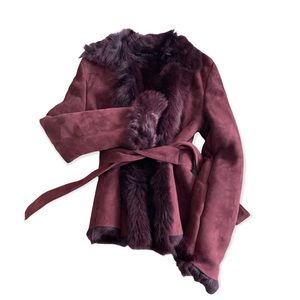 Vintage Gucci Burgundy Shearling Suede Coat